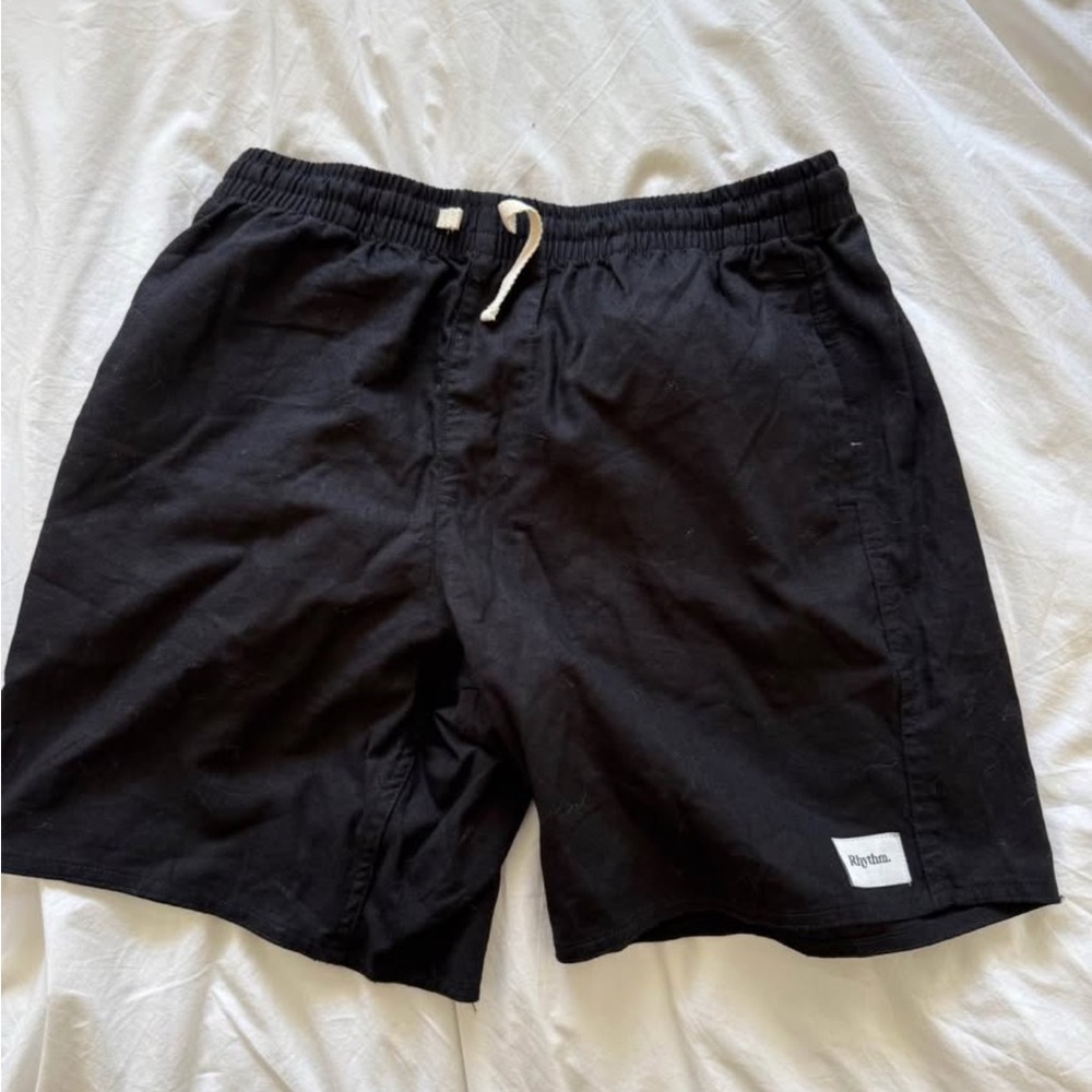 Rhythm Black classic linen jam shorts
